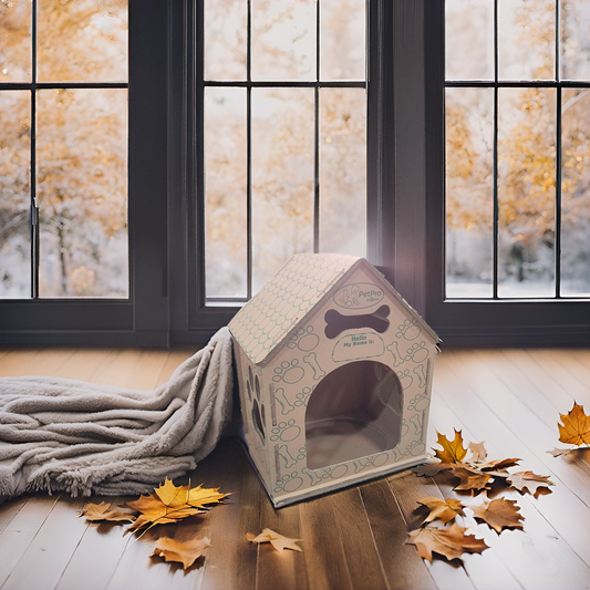Cardboard Large Dog House,Dog House Indoor, Modern Crate Alternative, Sustainable Shelter for Large Dogs, Easy Assembly Dog House (No Plush Bed Included).