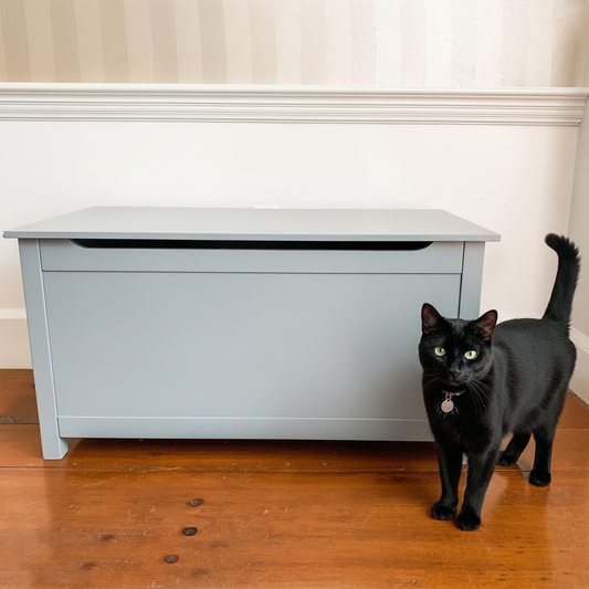 Parker Designer Catbox Cat Litter Box Enclosure, Hidden, Dog-Proof Pet Furniture with Cover, Elegant, Covered, Odor Contained for Large Cats, Litter Box Furniture with Lid, Cat Litter Boxes, Gray