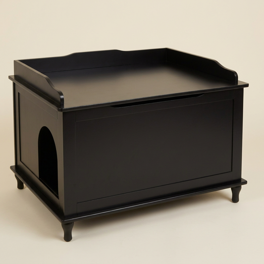 Gabinete negro basado en la foto enviada, con fondo crema