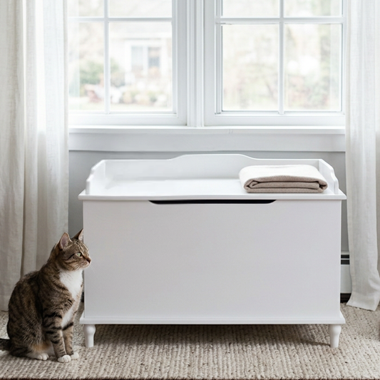 Designer Cat Litter Cabinet – Hidden, Odor-Free & Dog-Proof, White Jumbo