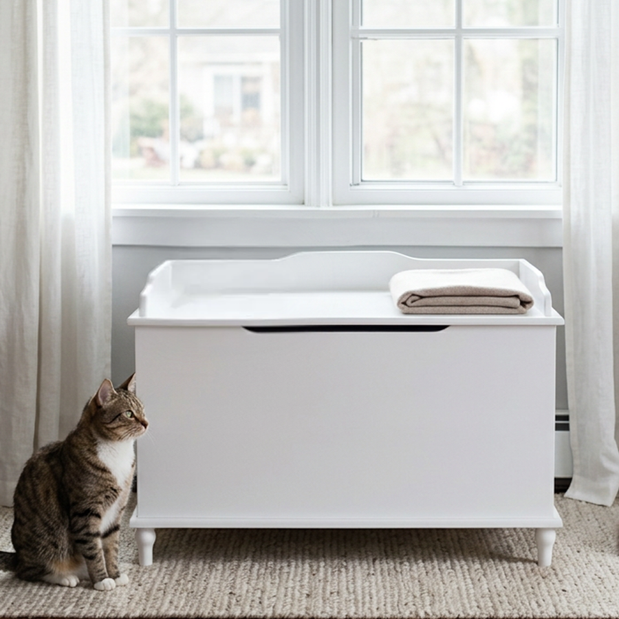 Designer Cat Litter Cabinet – Hidden, Odor-Free & Dog-Proof, White Jumbo