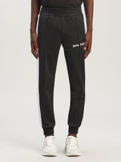 ANKLE RIB BLACK TRACK PANTS