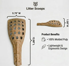 5 Pack Molded Pulp Cat Litter Scoops – Eco Friendly Kitty Sifter