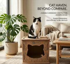Cardboard Cat House & Scratcher – Double Layer Kitty Hideout Playhouse