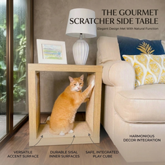 2-in-1 Cat Scratcher End Table – Modern Side Table with Sisal Pad, Light Wood