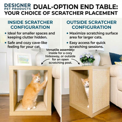 2-in-1 Cat Scratcher End Table – Modern Wood Side Table with Customizable Sisal Scratching Pad – Versatile Furniture for Cats and Home Decor