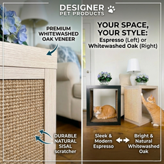 2-in-1 Cat Scratcher End Table – Modern Wood Side Table with Customizable Sisal Scratching Pad – Versatile Furniture for Cats and Home Decor