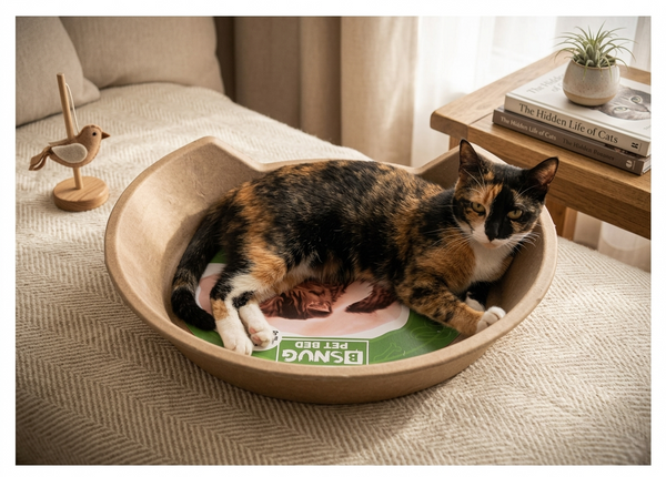 Molded Pulp Round Pet Bed, Minimalist Cat Dog Furniture Lounge
