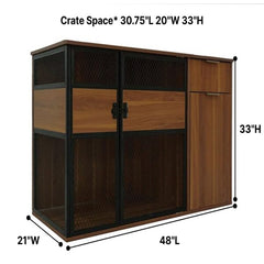Dog Crate Furniture with Sleek Black Metal Gate, Enhanced Airflow and Visibility - Lucky Kennels Elegant Upgrade for Living Spaces (Dark) for Large Medium Dogs.