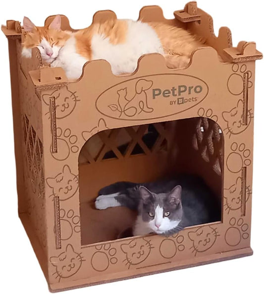 Cardboard Cat Castle – Double Layer Scratch House, Hideaway Playhouse