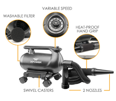 XPOWER A-16 Professional Car Dryer Blower with Mobile Dock w/caster wheels