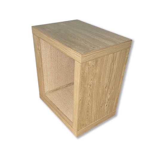 2-in-1 Cat Scratcher End Table – Modern Side Table with Sisal Pad, Light Wood