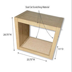 2-in-1 Cat Scratcher End Table – Modern Wood Side Table with Customizable Sisal Scratching Pad – Versatile Furniture for Cats and Home Decor