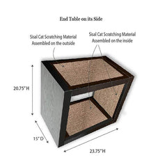 2-in-1 Cat Scratcher End Table – Modern Wood Side Table with Customizable Sisal Scratching Pad – Versatile Furniture for Cats and Home Decor Dark Wood