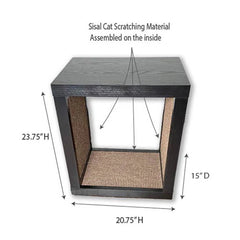 2-in-1 Cat Scratcher End Table – Modern Wood Side Table with Customizable Sisal Scratching Pad – Versatile Furniture for Cats and Home Decor Dark Wood