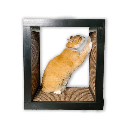 2-in-1 Cat Scratcher End Table – Modern Wood Side Table with Customizable Sisal Scratching Pad – Versatile Furniture for Cats and Home Decor Dark Wood