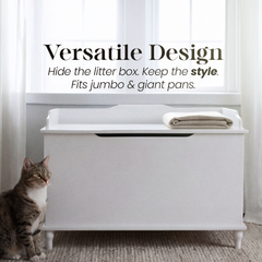 Designer Catbox Cat Litter Box Enclosure, Hidden, Dog-Proof Pet Furniture with Cover, Elegant, Covered, Odor Contained for Large Cats, Cat Litter Box Furniture with Lid, White, Jumbo Sized