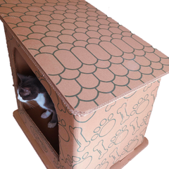 Modern Double-Layer Cardboard Cat House, Cozy Hideout Scratcher, PetPro Brand