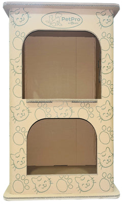 B-pet Multipurpose 2-Floor Pet House, Cat House, Small Animal Hideaway, Eco-Friendly Play House, Corrugated Cardboard Cat Condo, Rabbit Hutch Alternative, Easy Assembly, Durable & Spacious