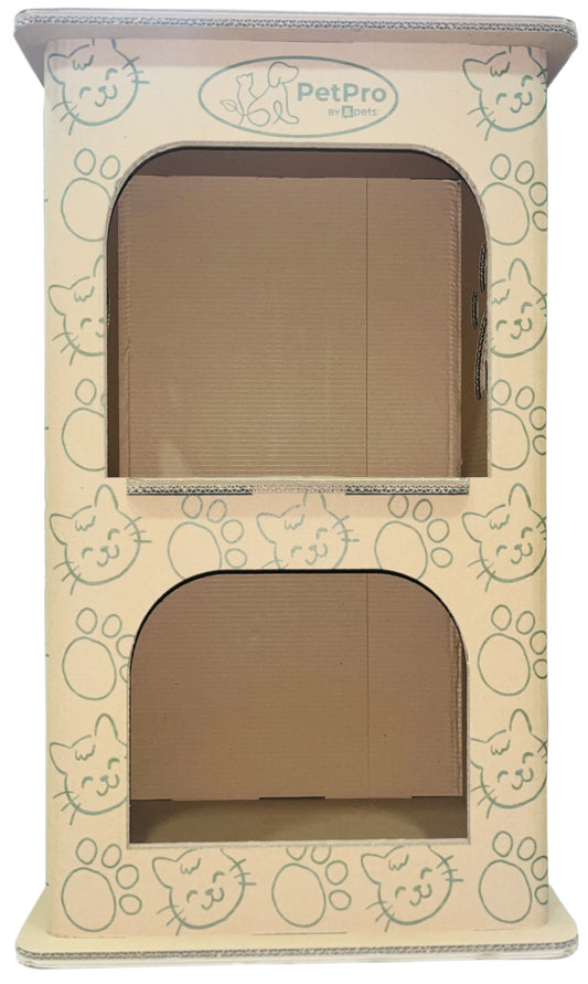 B-pet Multipurpose 2-Floor Pet House, Cat House, Small Animal Hideaway, Eco-Friendly Play House, Corrugated Cardboard Cat Condo, Rabbit Hutch Alternative, Easy Assembly, Durable & Spacious