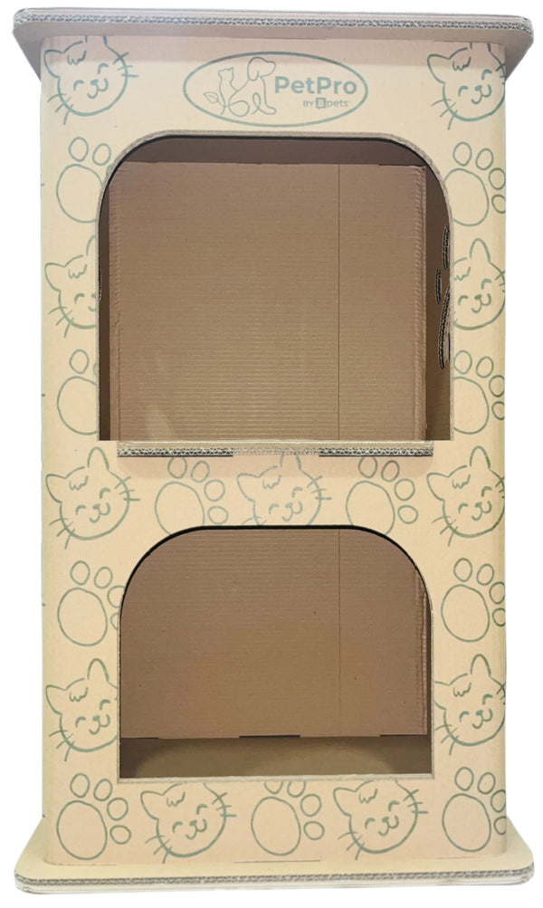 B-pet Multipurpose 2-Floor Pet House, Cat House, Small Animal Hideaway, Eco-Friendly Play House, Corrugated Cardboard Cat Condo, Rabbit Hutch Alternative, Easy Assembly, Durable & Spacious
