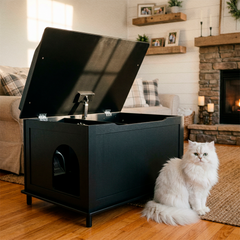 Designer Catbox Cat Litter Box Enclosure, Hidden, Dog-Proof Pet Furniture with Cover, Elegant, Covered, Odor Contained for Large Cats, Cat Litter Box Furniture with Lid