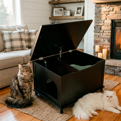 Designer Catbox Cat Litter Box Enclosure, Hidden, Dog-Proof Pet Furniture with Cover, Elegant, Covered, Odor Contained for Large Cats, Cat Litter Box Furniture with Lid