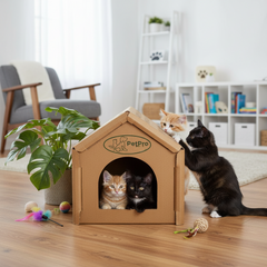 Small Corrugated Cardboard Cat House, Cozy Hideaway Scratching Playhouse