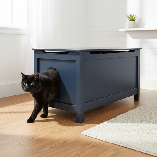 Parker Designer Catbox Cat Litter Box Enclosure, Hidden, Dog-Proof Pet Furniture with Cover, Elegant, Covered, Odor Contained for Large Cats, Litter Box Furniture with Lid, Cat Litter Boxes, Charcoal Black.