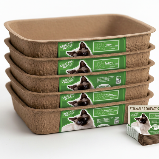 Disposable Molded Pulp Cat Litter Box 5 Pack | Travel Friendly Tray