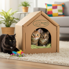 Small Corrugated Cardboard Cat House, Cozy Hideaway Scratching Playhouse
