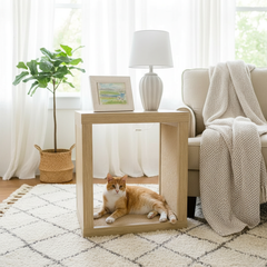 2-in-1 Cat Scratcher End Table – Modern Wood Side Table with Customizable Sisal Scratching Pad – Versatile Furniture for Cats and Home Decor