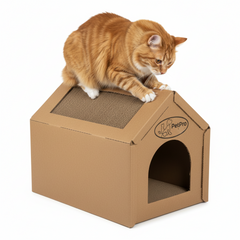 Medium  Corrugated Cardboard Cat House, Cozy Hideaway Scratching Playhouse
