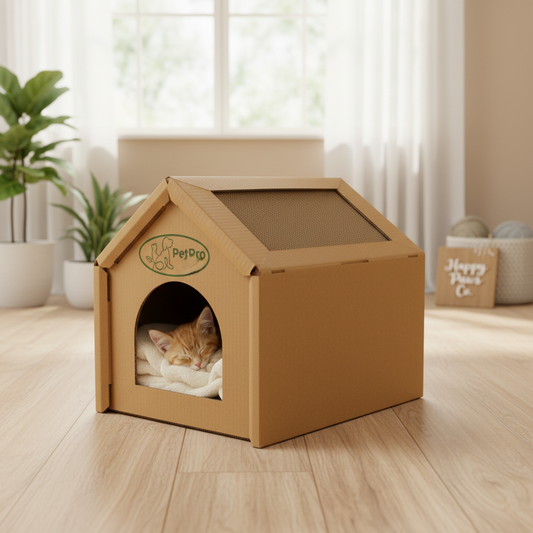 Medium  Corrugated Cardboard Cat House, Cozy Hideaway Scratching Playhouse