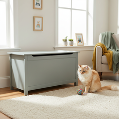 Parker Designer Catbox Cat Litter Box Enclosure, Hidden, Dog-Proof Pet Furniture with Cover, Elegant, Covered, Odor Contained for Large Cats, Litter Box Furniture with Lid, Cat Litter Boxes, Gray