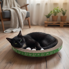 Round Cat Scratcher – Sturdy, Natural Cardboard, Safe for Claws, Protects Furniture, Supports Active Play and Long naps.