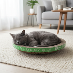 Round Cat Scratcher – Sturdy, Natural Cardboard, Safe for Claws, Protects Furniture, Supports Active Play and Long naps.