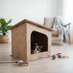 Modern Double-Layer Cardboard Cat House, Cozy Hideout Scratcher, PetPro Brand