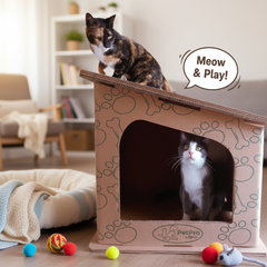 Modern Double-Layer Cardboard Cat House, Cozy Hideout Scratcher, PetPro Brand
