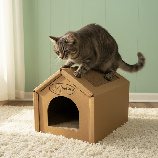 Medium  Corrugated Cardboard Cat House, Cozy Hideaway Scratching Playhouse
