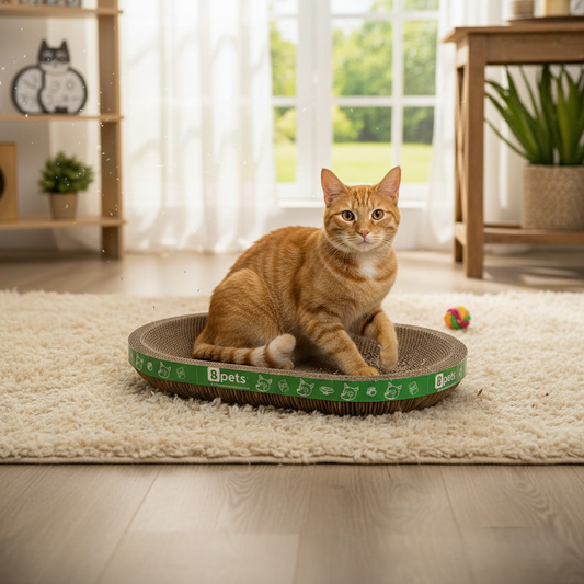 Oval Cardboard Cat Scratcher Bed Set | Modern Cat Furniture Lounge