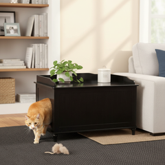 Designer Catbox Cat Litter Box Enclosure, Hidden, Dog-Proof Pet Furniture with Cover, Elegant, Covered, Odor Contained for Large Cats, Cat Litter Box Furniture with Lid, Black, Jumbo Sized