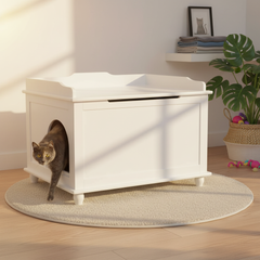 Designer Cat Litter Cabinet – Hidden, Odor-Free & Dog-Proof, White