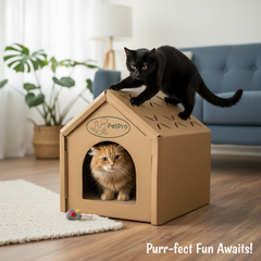 Small Corrugated Cardboard Cat House, Cozy Hideaway Scratching Playhouse