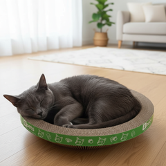 Round Cat Scratcher – Sturdy, Natural Cardboard, Safe for Claws, Protects Furniture, Supports Active Play and Long naps.