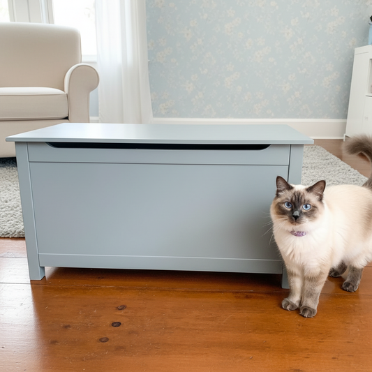 Parker Designer Catbox Cat Litter Box Enclosure, Hidden, Dog-Proof Pet Furniture with Cover, Elegant, Covered, Odor Contained for Large Cats, Litter Box Furniture with Lid, Cat Litter Boxes, Gray