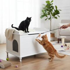 Designer Catbox Cat Litter Box Enclosure, Hidden, Dog-Proof Pet Furniture with Cover, Elegant, Covered, Odor Contained for Large Cats, Cat Litter Box Furniture with Lid