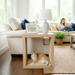 2-in-1 Cat Scratcher End Table – Modern Wood Side Table with Customizable Sisal Scratching Pad – Versatile Furniture for Cats and Home Decor