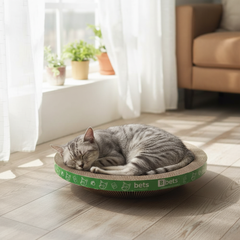 Round Cat Scratcher – Sturdy, Natural Cardboard, Safe for Claws, Protects Furniture, Supports Active Play and Long naps.