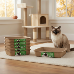 Disposable Molded Pulp Cat Litter Box 5 Pack | Travel Friendly Tray